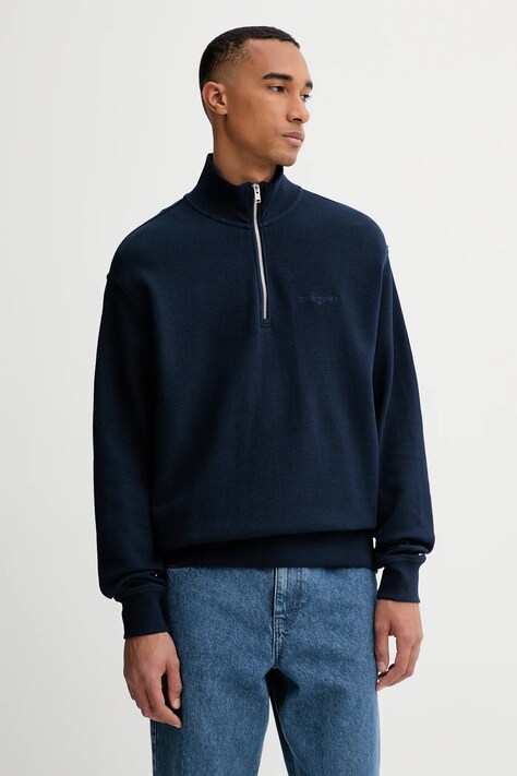 Хлопковая кофта Tommy Jeans цвет синий однотонная DM0DM21880