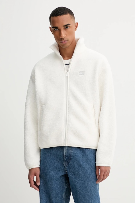 Mikina Tommy Jeans pánská, béžová barva, s aplikací, DM0DM22078