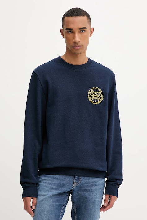 Памучен суичър Tommy Jeans мъжки в тъмносиньо с принт DM0DM22081