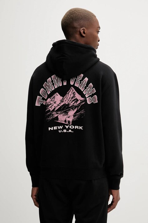 Кофта Tommy Jeans цвет чёрный с капюшоном с принтом DM0DM22088