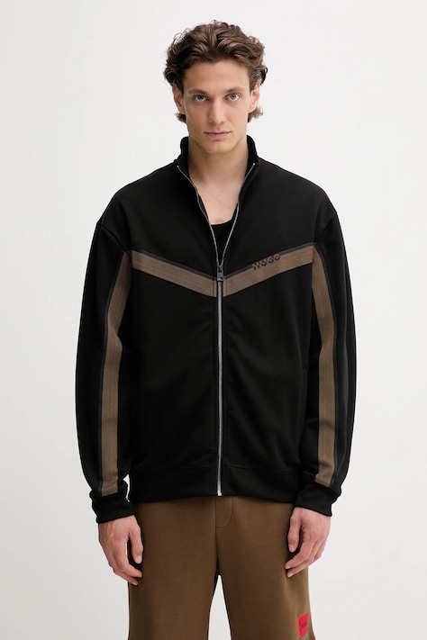 HUGO bluză culoarea negru, cu imprimeu, 50542833
