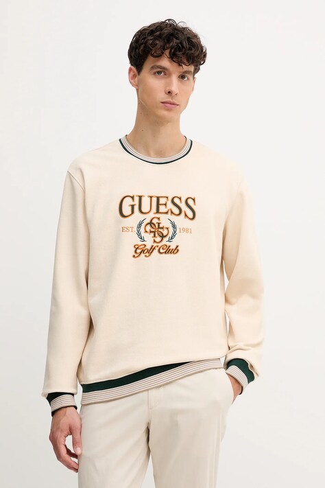 Guess bluza męska kolor beżowy z aplikacją M5YQ12 KCXW1