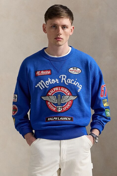 Бавовняна кофта Polo Ralph Lauren Lscnvfm2 Long Sleeve колір синій з аплікацією 710972338