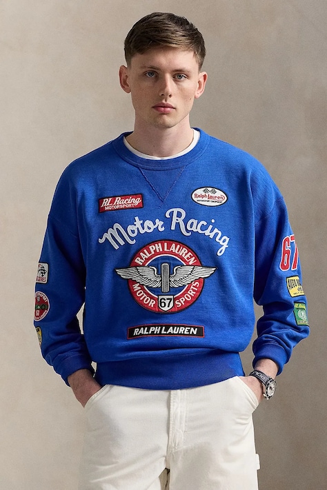 Бавовняна кофта Polo Ralph Lauren Lscnvfm2 Long Sleeve колір синій з аплікацією 710972338
