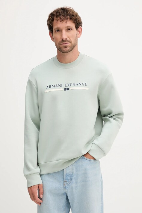 Armani Exchange bluza męska kolor zielony z nadrukiem XM000982 AF10818