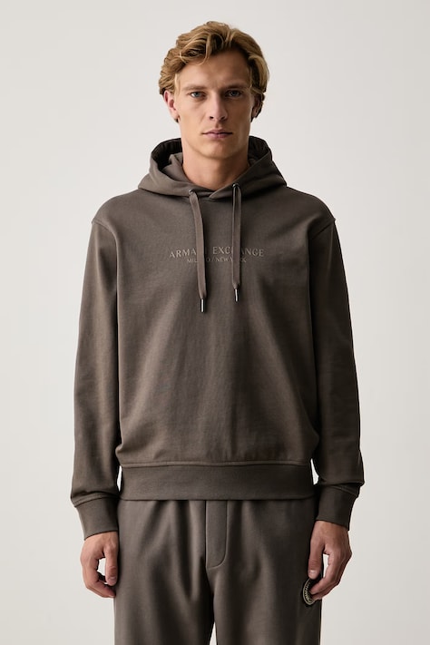 Armani Exchange Bluza z kapturem męska bawełniana brązowa XM001294 AF20934