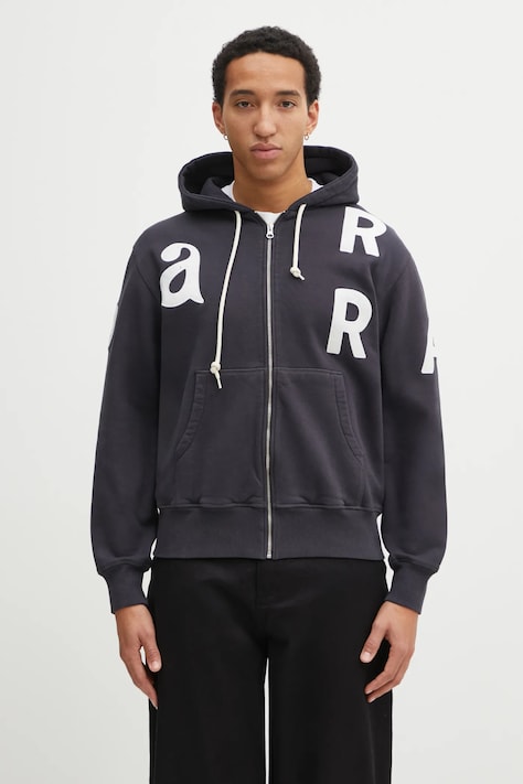 Mikina by Parra Word salad pánská, tmavomodrá barva, s kapucí, 54131