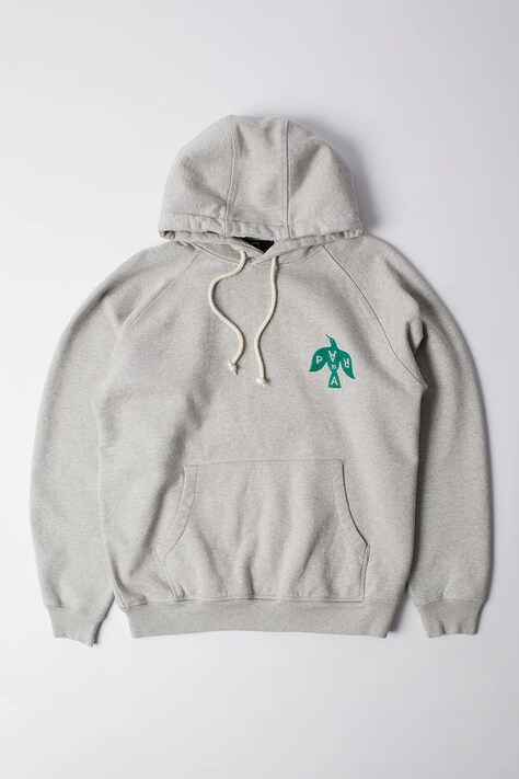 Bavlnená mikina by Parra Crow logo hooded šedá farba, s kapucňou, s nášivkou, 54325