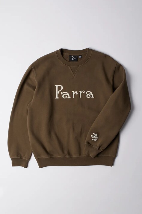 Βαμβακερή μπλούζα by Parra Weird trad logo χρώμα: καφέ, 54321