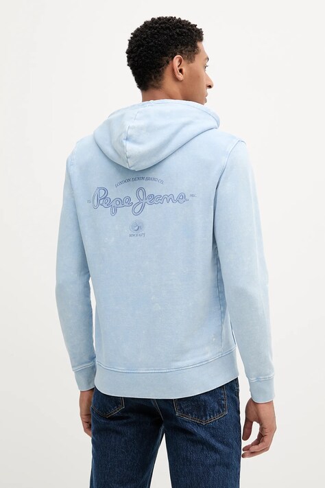 Pepe Jeans hanorac din bumbac cu glugă, cu imprimeu, PM582916
