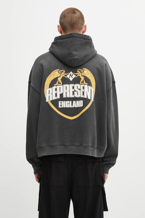 Represent bluza bawełniana Legacy Crest męska kolor czarny z kapturem z nadrukiem MLM100368