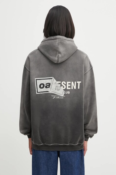 Βαμβακερή μπλούζα Represent Oasis Owners Club χρώμα: γκρι, με κουκούλα, OCM100008