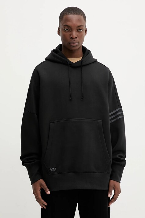 adidas Originals bluza Neuclassics męska kolor czarny z kapturem z aplikacją HZ3740