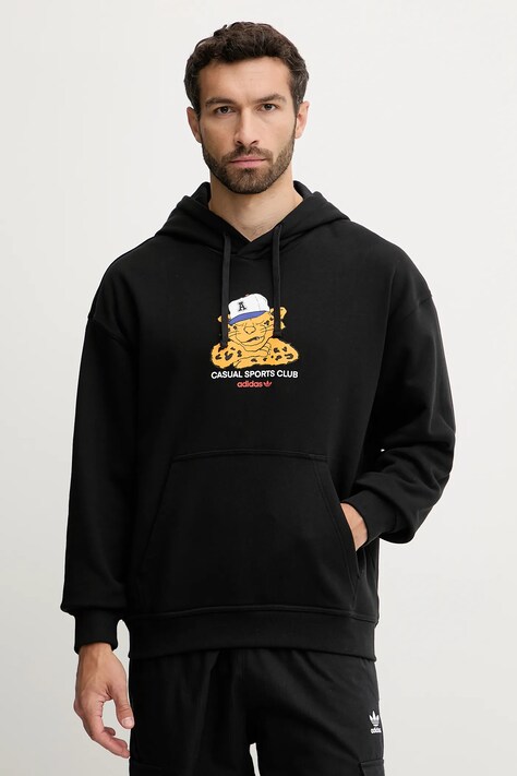 adidas Originals hanorac de bumbac Graphic Lo Hd culoarea negru, cu glugă, cu imprimeu, JW0166