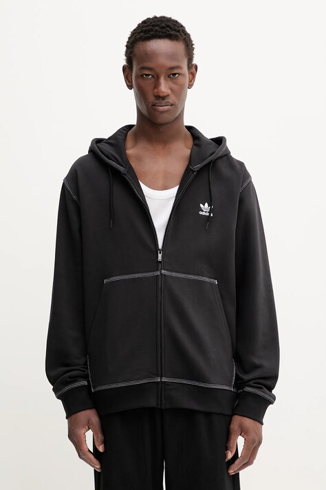 adidas Originals bluza Essentials męska kolor czarny z kapturem gładka JW0969