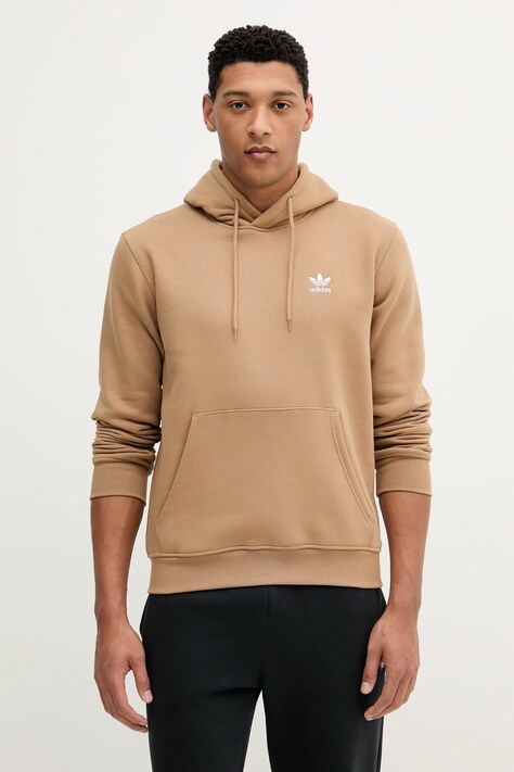adidas Originals bluză Essentials culoarea verde, cu glugă, uni, JW1064