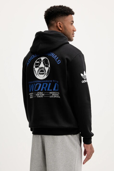 Pulover adidas Originals Graphic Hoodie moški, črna barva, s kapuco, JX3058
