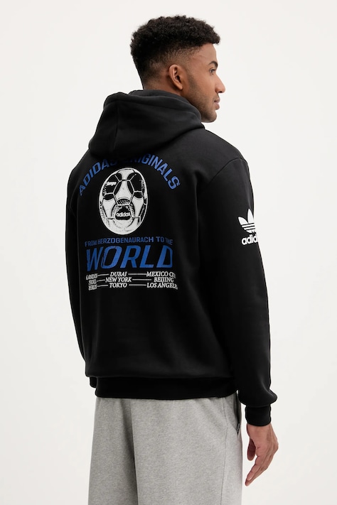 adidas Originals bluză Graphic Hoodie culoarea negru, cu glugă, cu imprimeu, JX3058