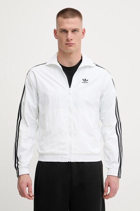 Mikina adidas Originals Firebird pánská, bílá barva, vzorovaná, JY1328
