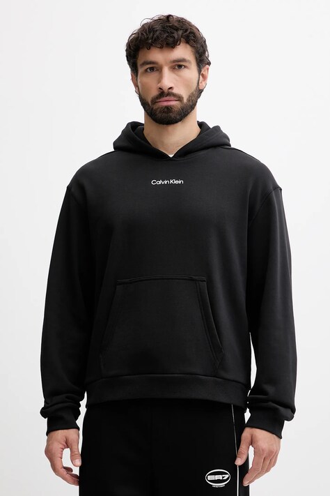 Кофта Calvin Klein Performance цвет чёрный с капюшоном с принтом LVGMF5W302