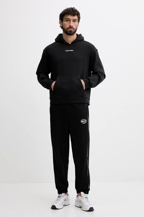 Calvin Klein Performance bluza męska kolor czarny z kapturem z nadrukiem LVGMF5W302