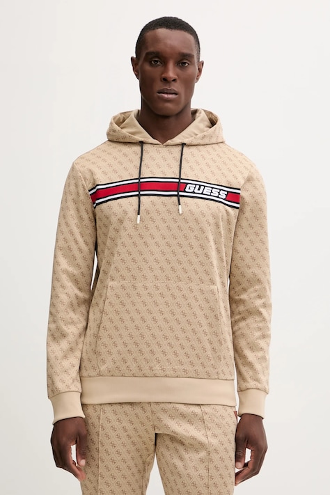 Guess bluza KORBIN męska kolor beżowy z kapturem wzorzysta Z4BQ30 K7122
