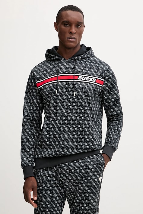 Кофта Guess KORBIN цвет чёрный с капюшоном узор Z4BQ30 K7122