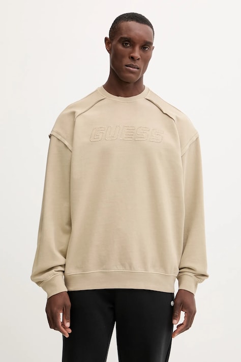 Guess hanorac de bumbac LASI culoarea verde, cu imprimeu, Z5BQ09 KCE91