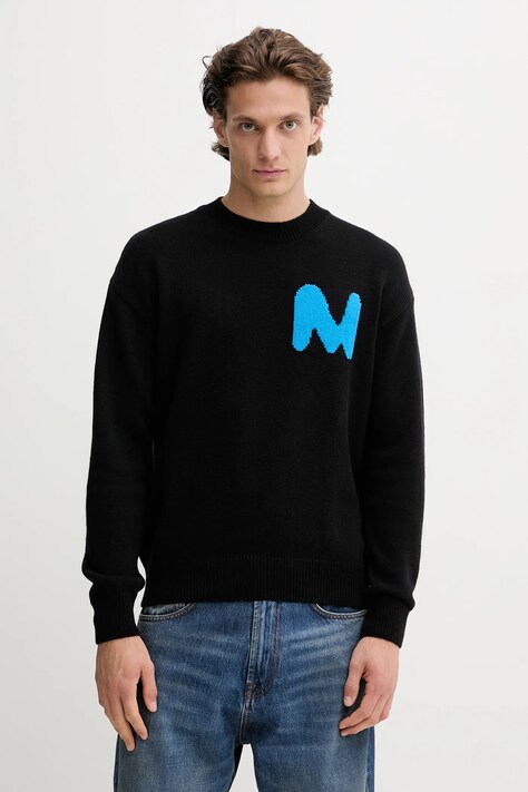 MSGM sweter wełniany męski kolor czarny 3940MM204.257596