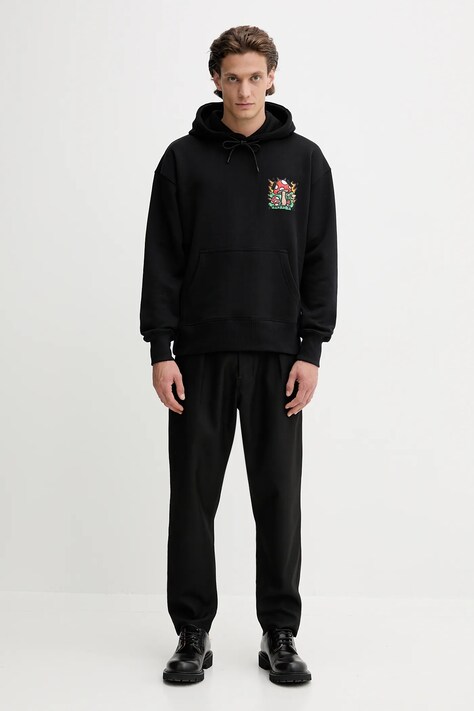 MSGM bluza bawełniana męska kolor czarny z kapturem z nadrukiem 3940MM114.257795