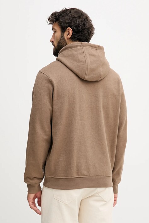 Guess bluza bawełniana męska kolor brązowy z kapturem z aplikacją M5BQ04 K0961
