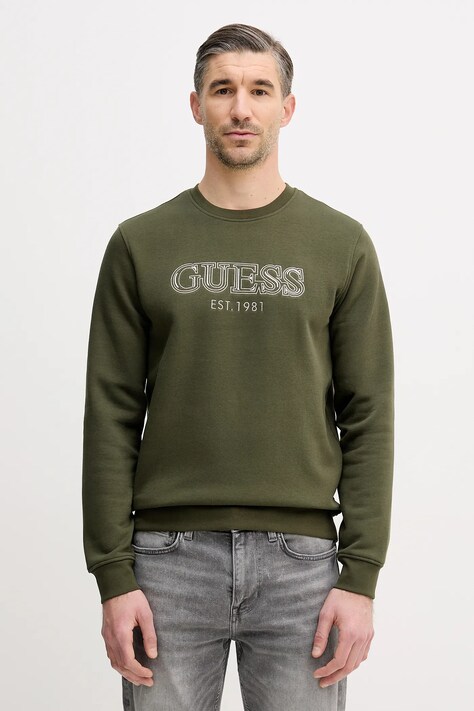 Guess bluza męska kolor zielony z aplikacją M5BQ08 K9Z21