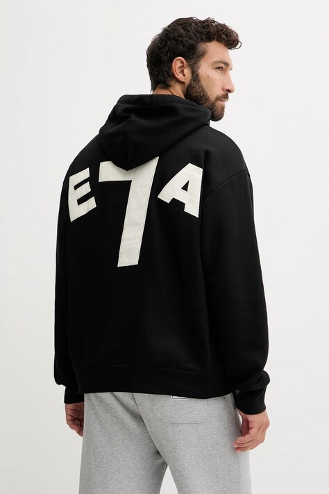 EA7 Emporio Armani bluza bawełniana męska kolor czarny z kapturem z aplikacją AF13797.7X000165