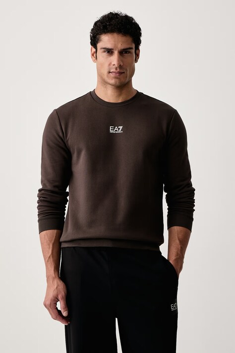 EA7 Emporio Armani Bluza męska z bawełną brązowa PJVTZ.8NPM34