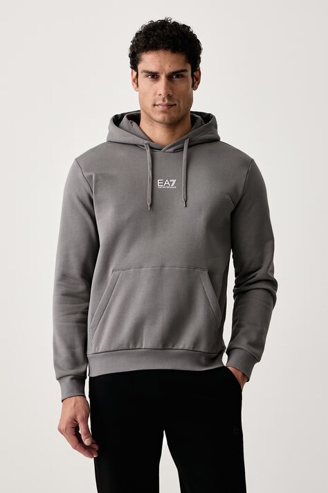 EA7 Emporio Armani Bluza z kapturem męska z bawełną szara PJVTZ.8NPM37