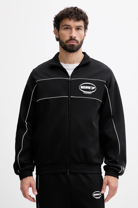 Mikina EA7 Emporio Armani čierna farba, s potlačou, AF12660.7M000985