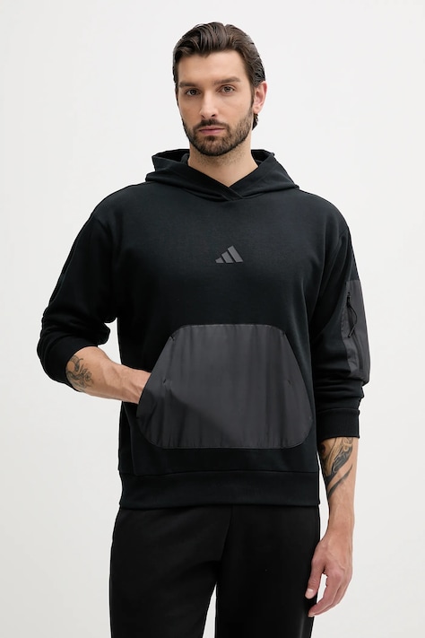 adidas bluza City Escape męska kolor czarny z kapturem z aplikacją JF3279