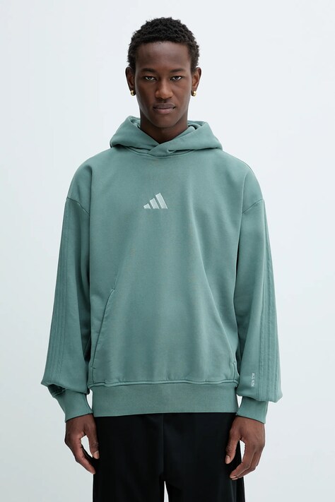 Μπλούζα adidas All SZN χρώμα: πράσινο, με κουκούλα, JL6538