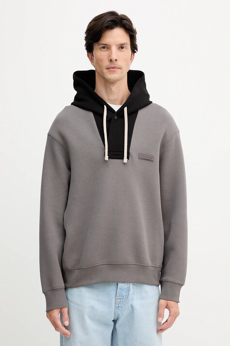 Armani Exchange bluza męska kolor szary z kapturem gładka XM001043 AF16222