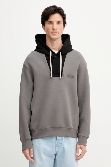 Кофта Armani Exchange цвет серый с капюшоном однотонная XM001043 AF16222
