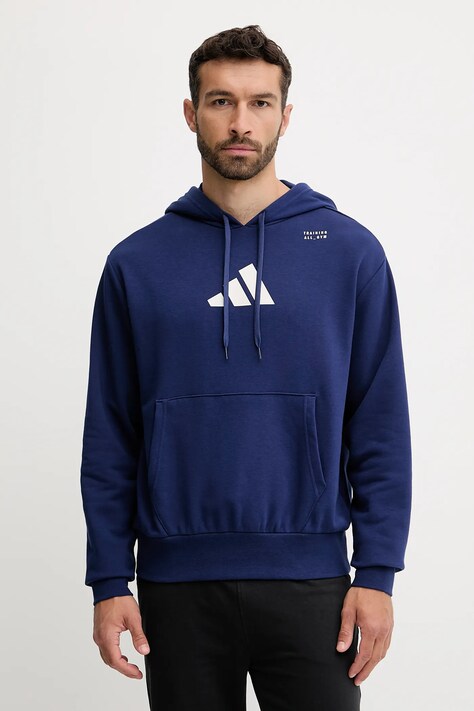 adidas Performance bluza treningowa Category Training Graphic męska kolor granatowy z kapturem wzorzysta JM8974