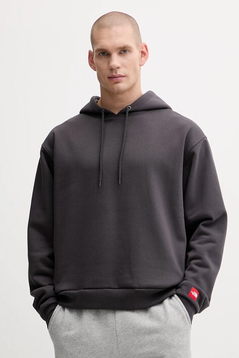 Mikina The North Face Redbox pánská, šedá barva, s kapucí, hladká, NF0A8EFZ0SA1