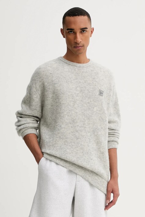 Pulover z volno American Vintage moški, siva barva, MVITO18A