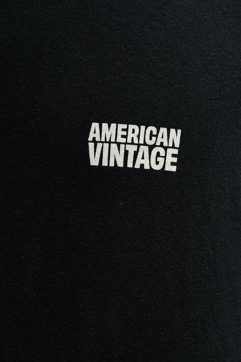 Бавовняний лонгслів American Vintage — AW25-BLM0DU, чорний — фото 5