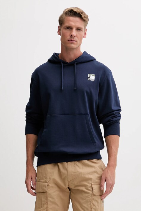 The North Face hanorac de bumbac culoarea bleumarin, cu glugă, cu imprimeu, NF0A8E3N8K21
