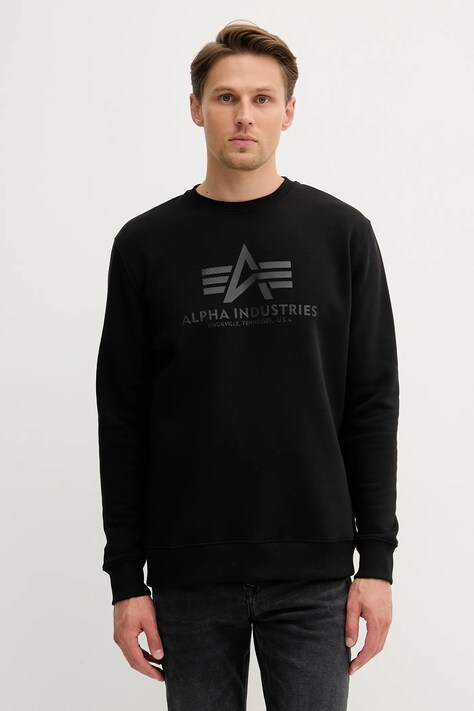 Mikina Alpha Industries pánská, černá barva, s potiskem, 146311.515