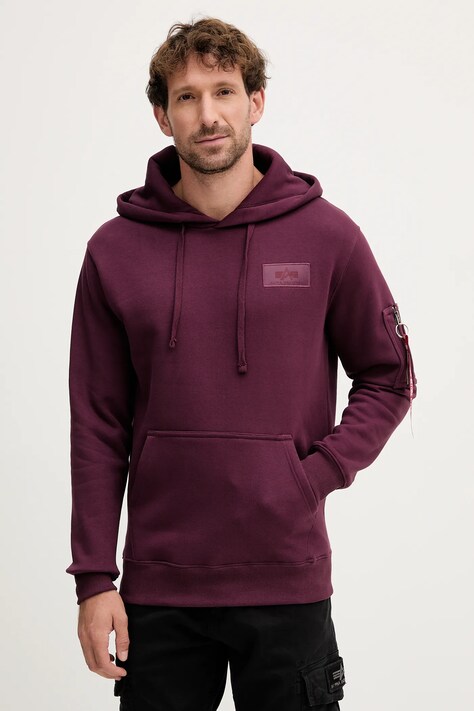 Alpha Industries bluza męska kolor bordowy z kapturem gładka 178318.608