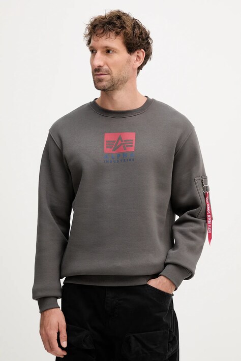Alpha Industries bluza męska kolor szary z nadrukiem 148311.684