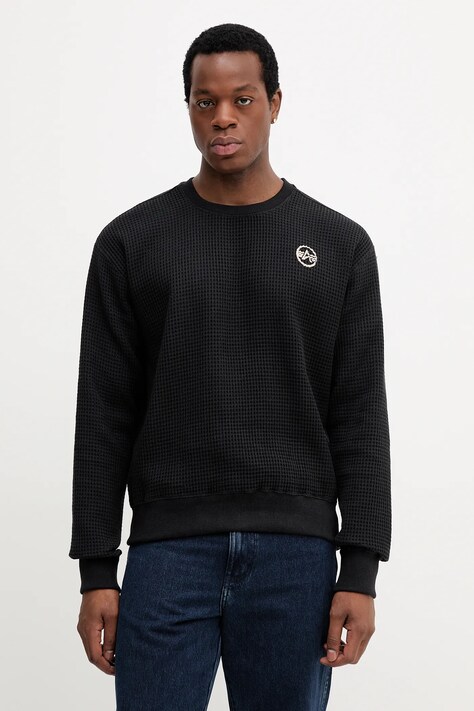 Alpha Industries bluza bawełniana męska kolor czarny z nadrukiem 258300.03