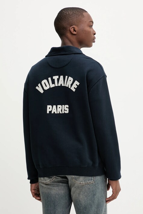 ZADIG&VOLTAIRE bluza bawełniana męska kolor granatowy z aplikacją JMSS01313